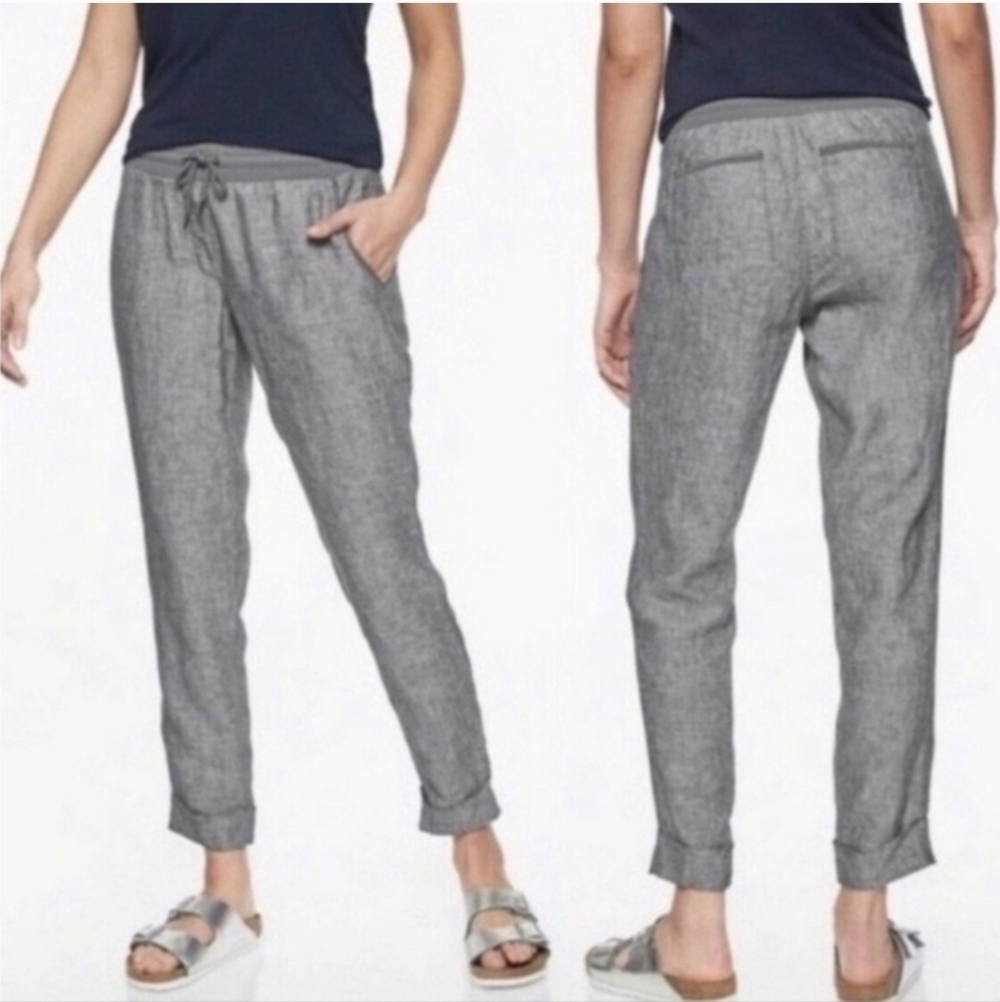 ❤️ ATHLETA BALI LINEN ANKLE PANTS, HIGH RISE JOGGERS, 2 (26)